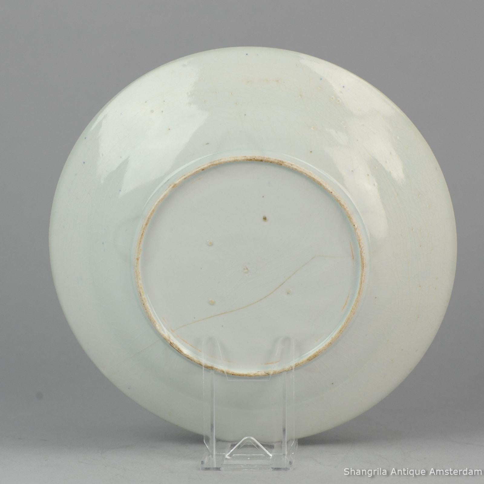 18th Century and Earlier Japanese Porcelain Plate Kraak Arita Landscape Figure Compartment Antique For Sale