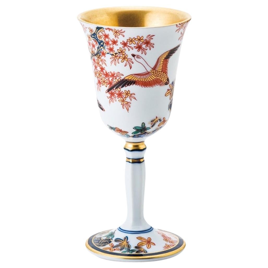 Japanese Contemporary Porcelain Red Gold Cup, 6 For Sale