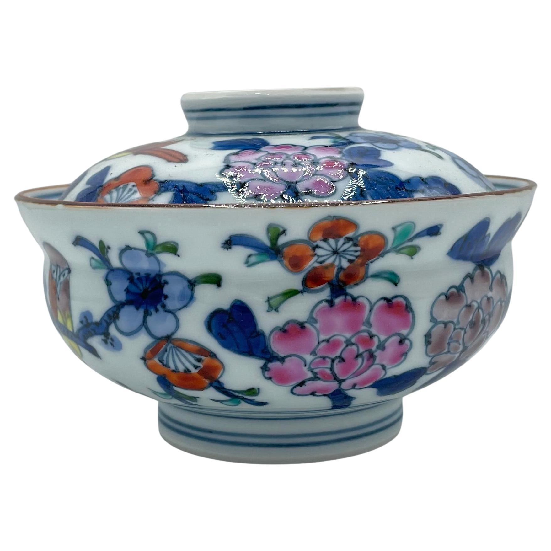 Japanese Porcelain Rice Bowl Hand Painted 2000s
