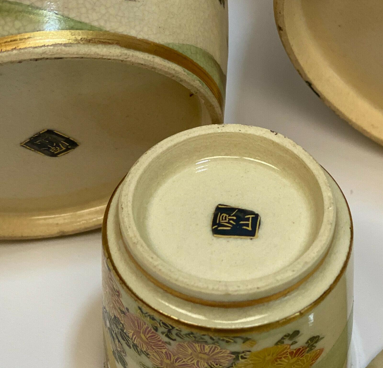 Japanisches handbemaltes Satsuma-Teeservice aus japanischem Porzellan für 2 Personen, frühes 20. Jahrhundert im Angebot 1