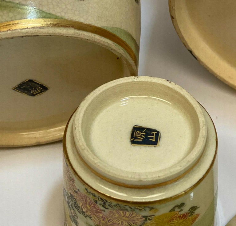 Japanese Porcelain Satsuma Hand Painted Tea Service for 2, Early 20th Cent. For Sale at 1stDibs