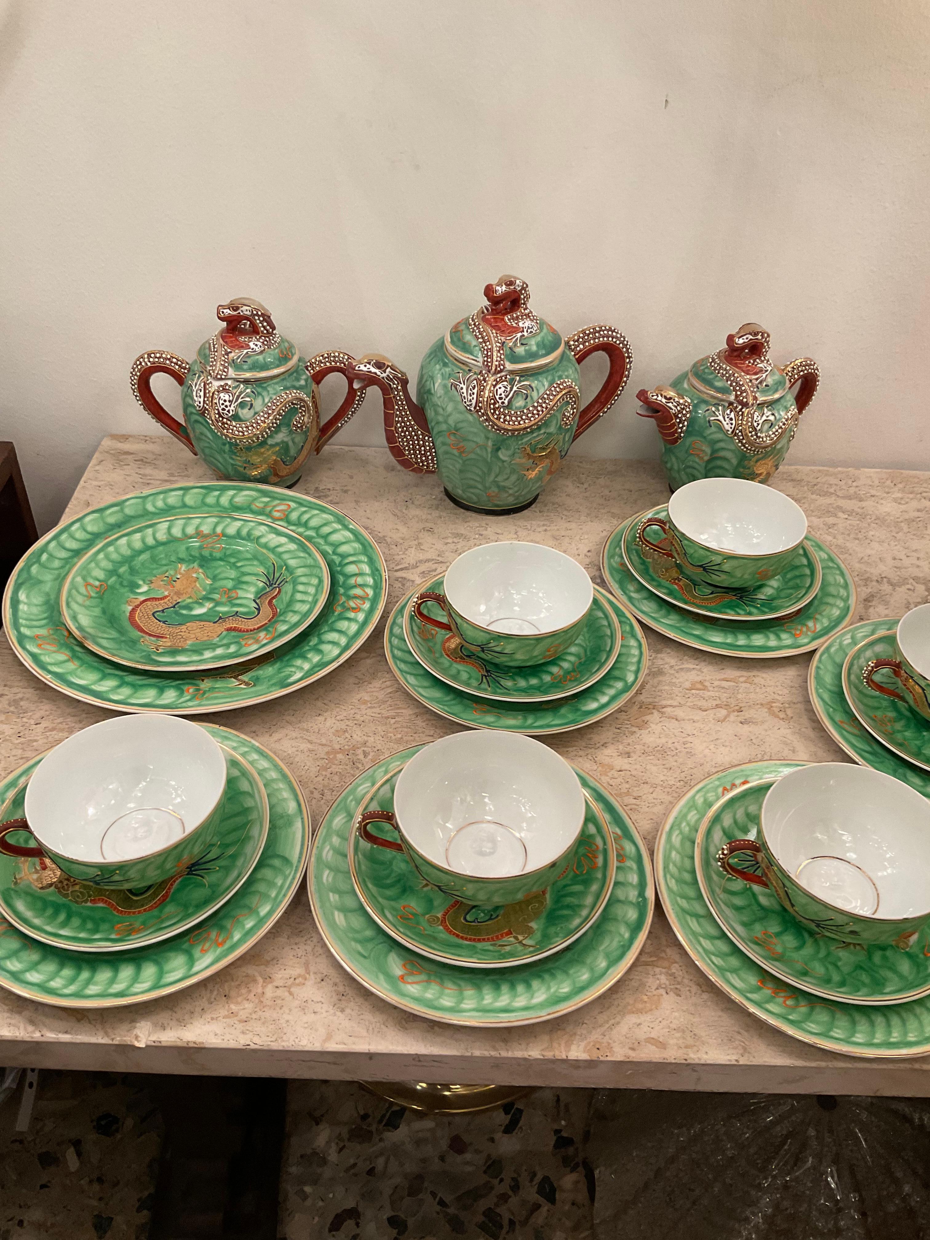 Japonisme Japanese Porcelain, Satsuma Tea Set, 23 Pieces For Sale
