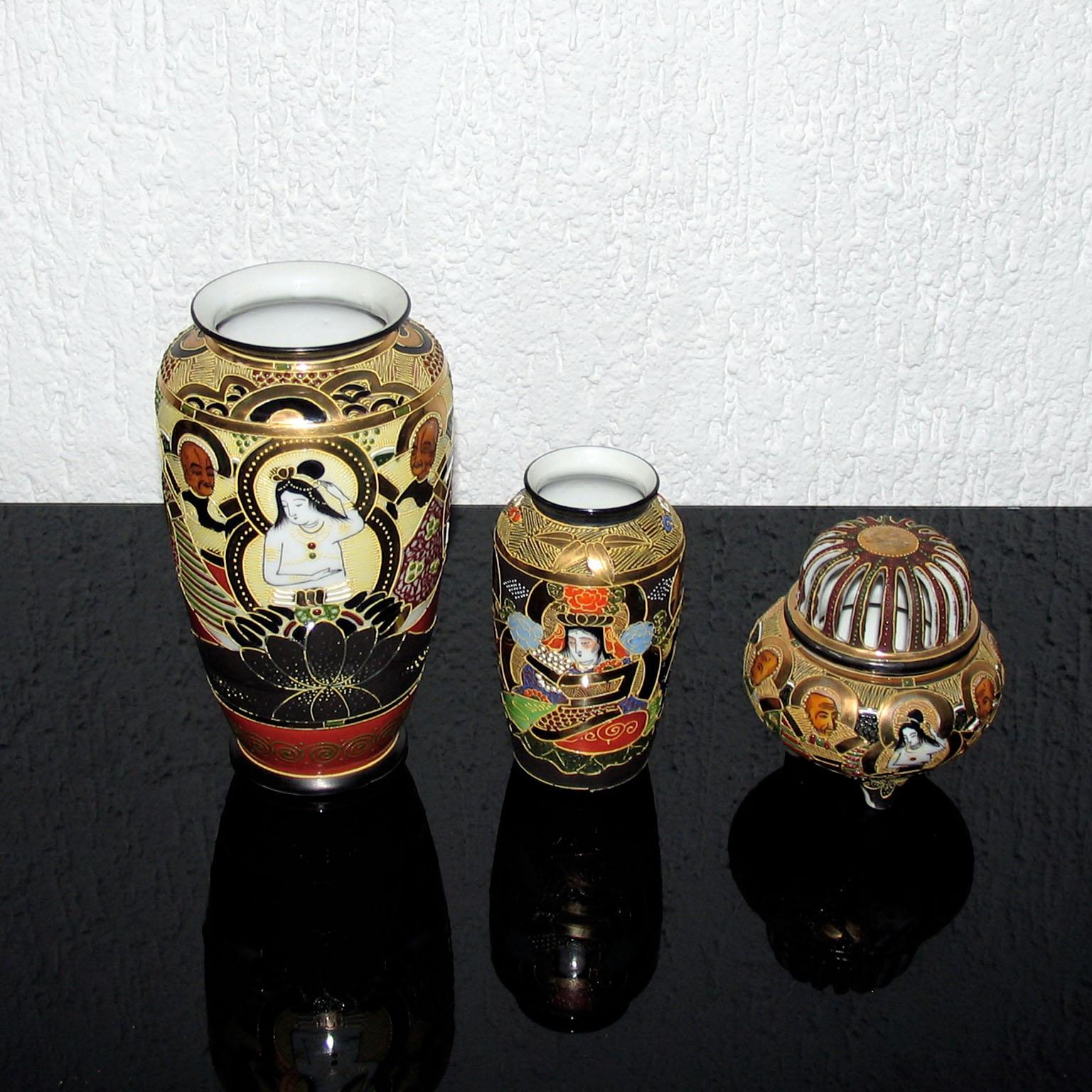 20th Century Japanese Porcelain Satsuma Vases