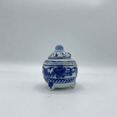 Japanese Porcelain Small Incense Burner 1970s Flowers