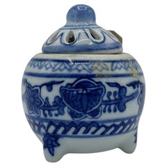 Japanese Porcelain Small Incense Burner 1970s Flowers