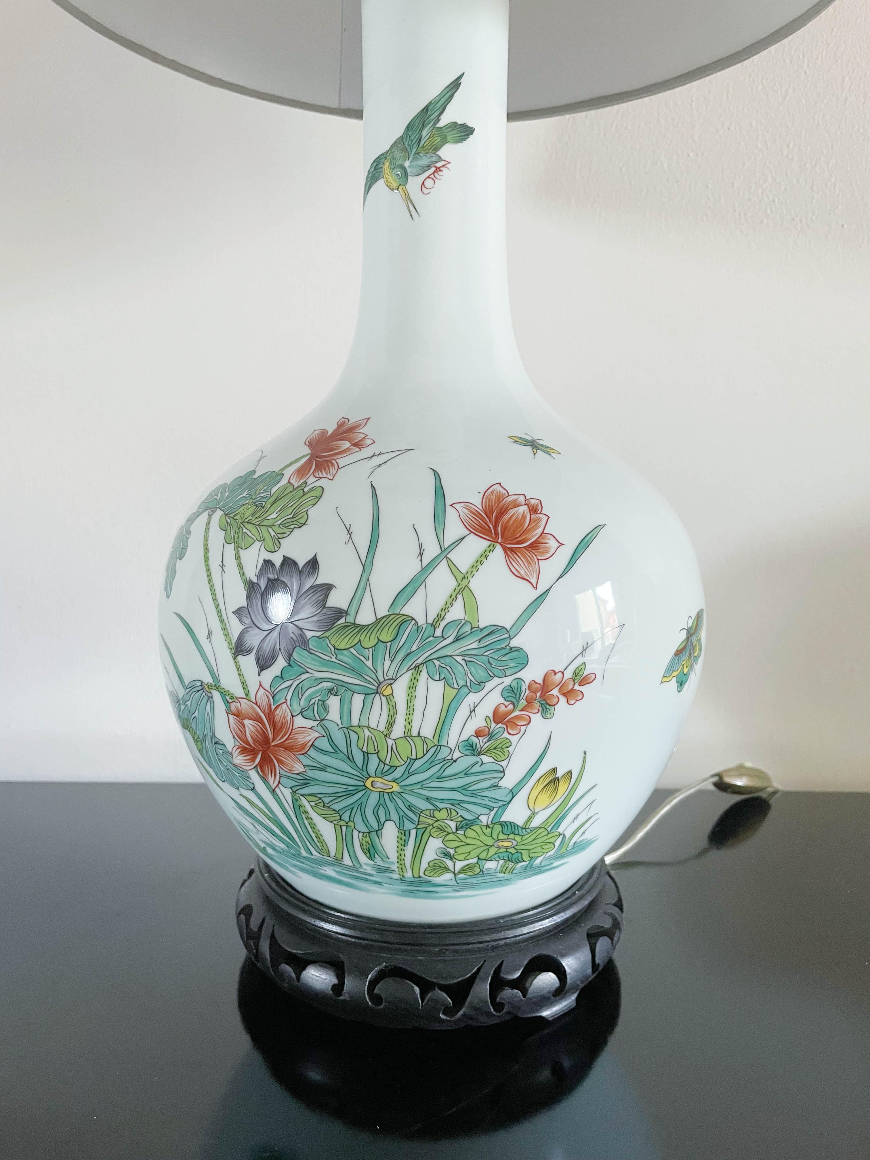Japanese Porcelain Table Lamp In Good Condition For Sale In Los Angeles, CA