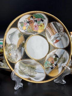 Japanese Porcelain Tea Set for 5, Hand-Painted Geisha Scenes, Early 20th Century