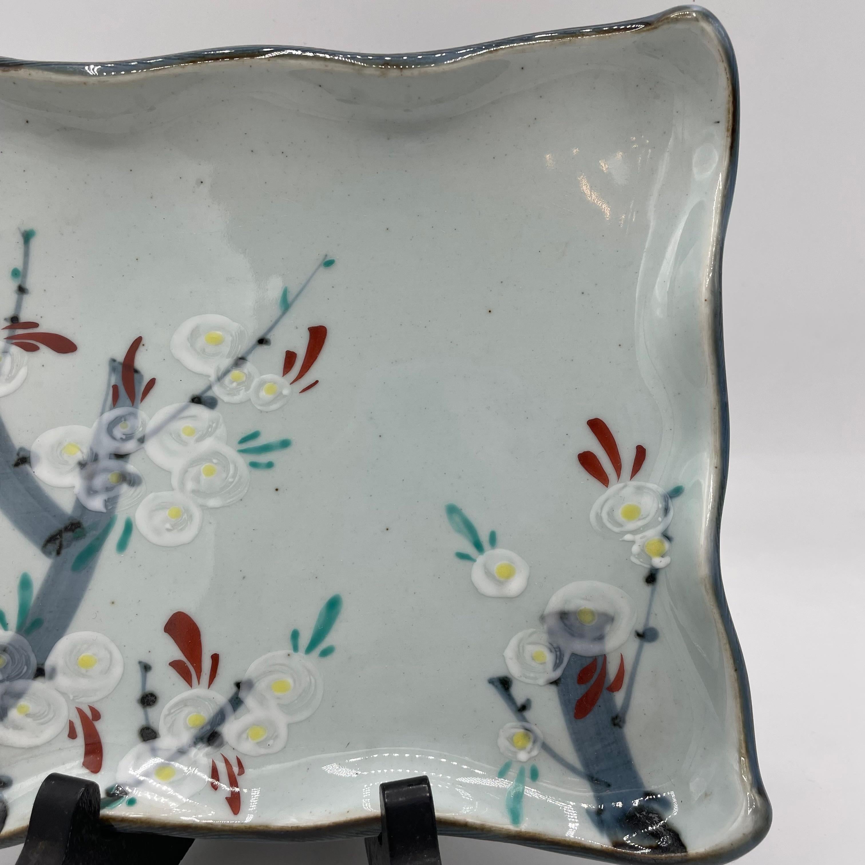 Plato Arita-yaki de Porcelana Japonesa Zuihou-gama Rectangular Años 2000 Japonés en venta