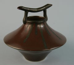 Japanese Studio Pottery Vase with Drip Glazing