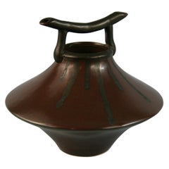 Japanese Studio Pottery Vase with Drip Glazing