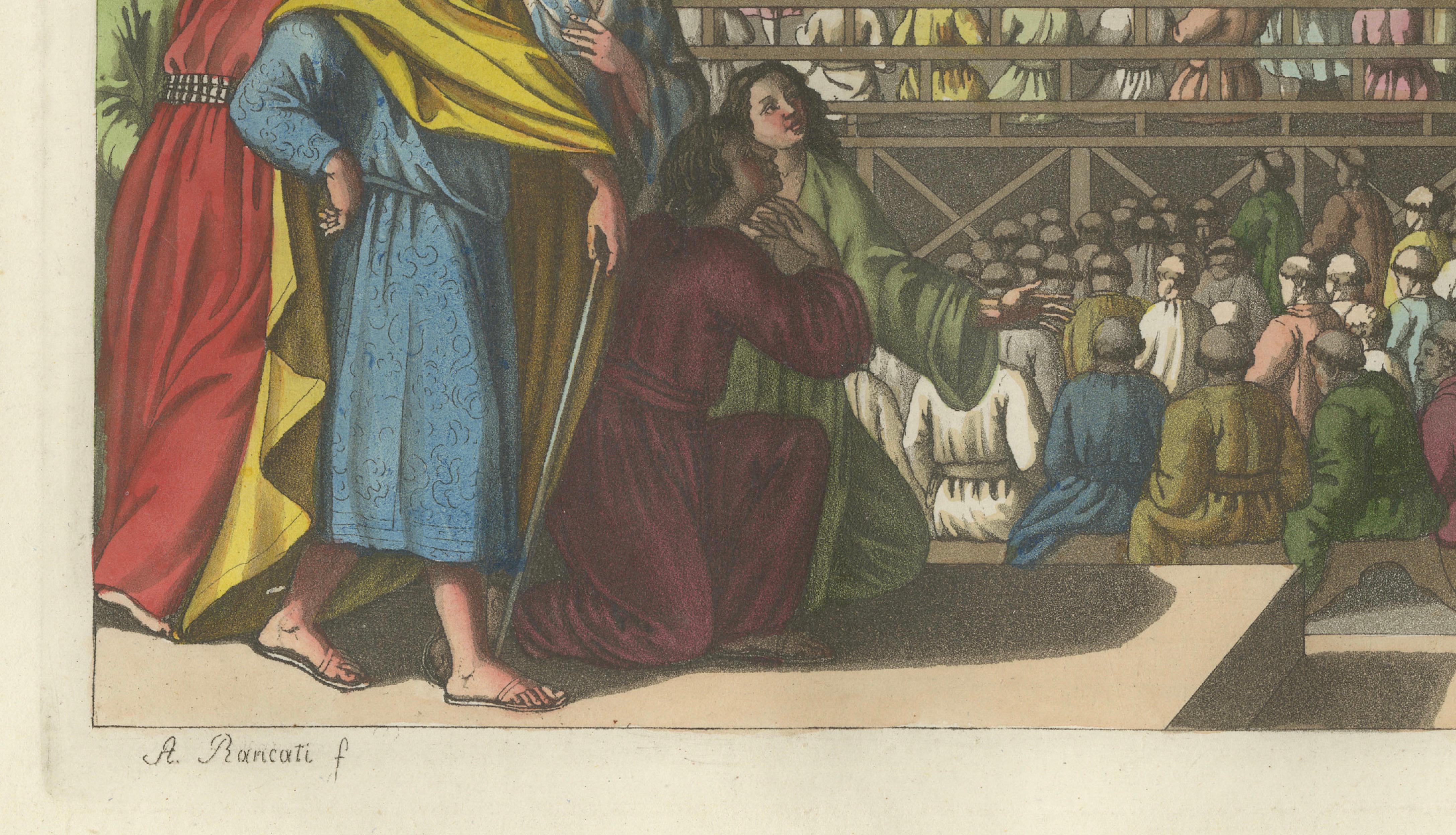 Japanese Preacher in Temple – Ferrario Costume Print, Hand-Colored c.1815