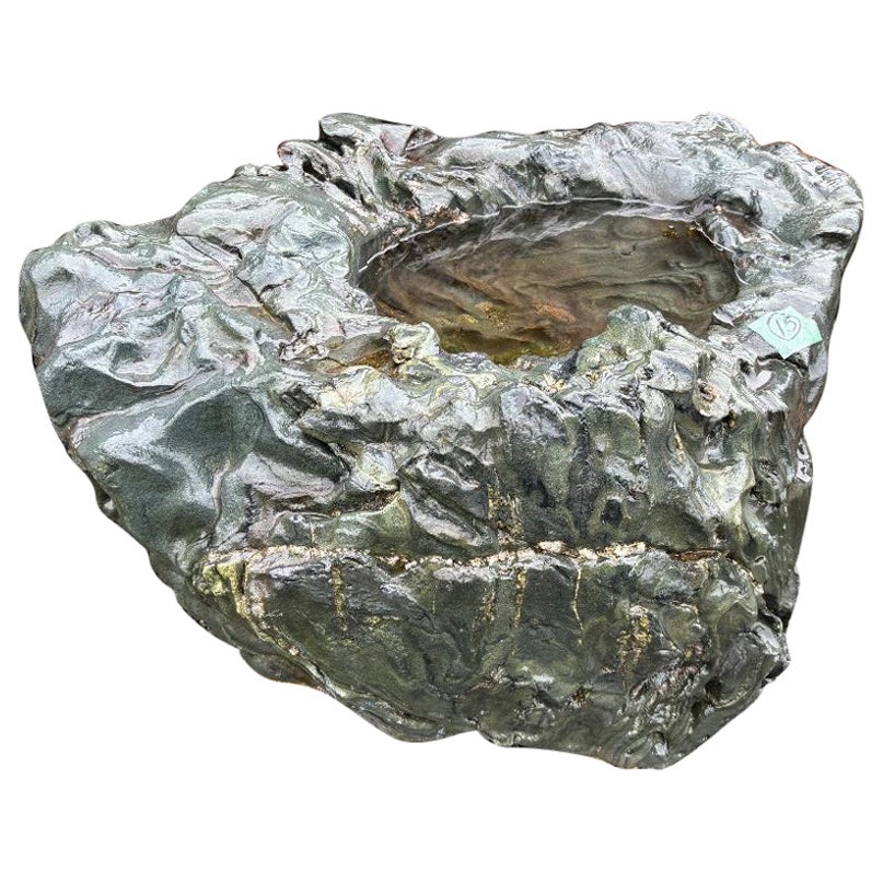 Japanese Precious "Shikoku" Blue Stone Water Basin Tsukubai Finest Quality