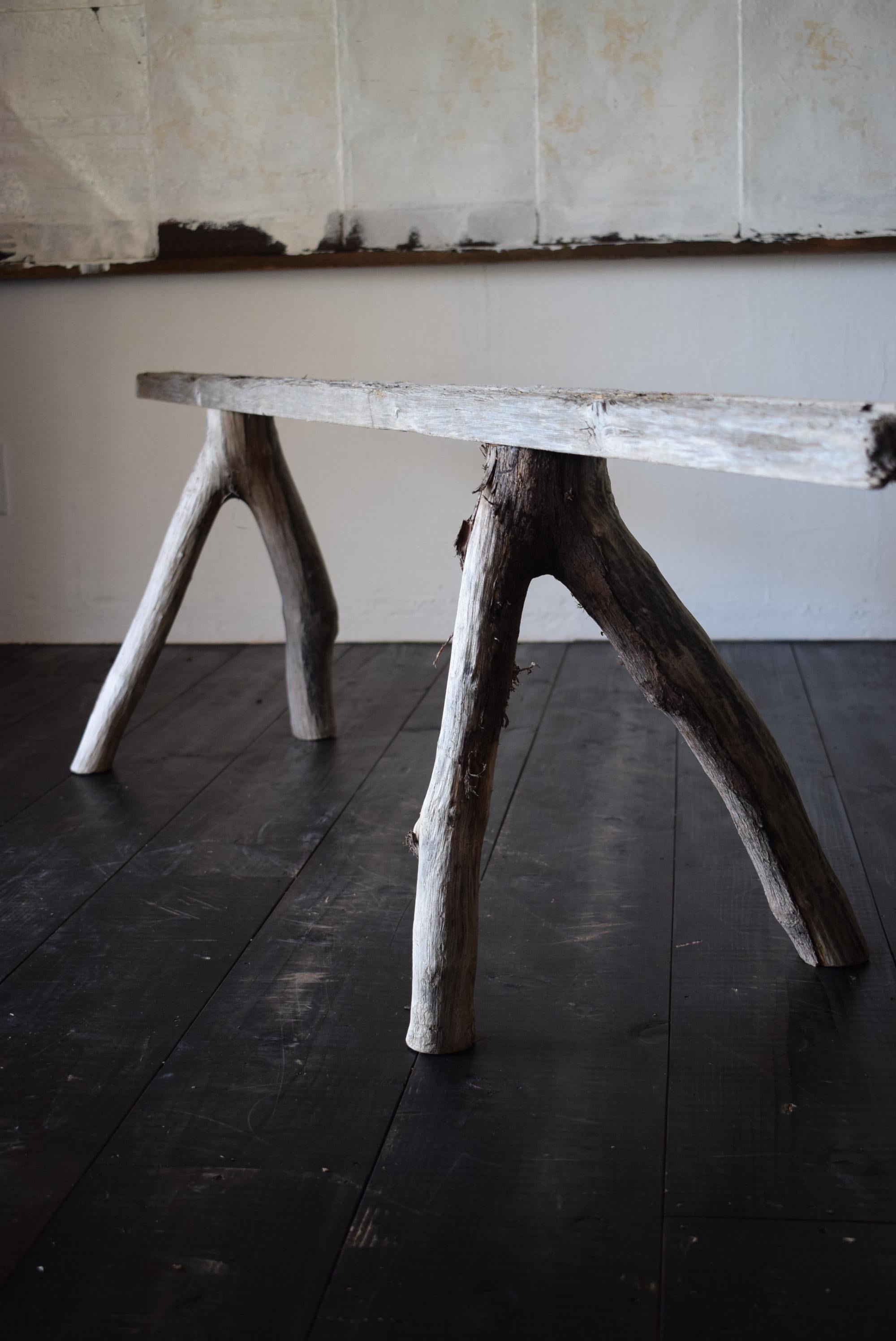 Contemporary Japanese Primitive Bench / Wabisabi Long Bench For Sale