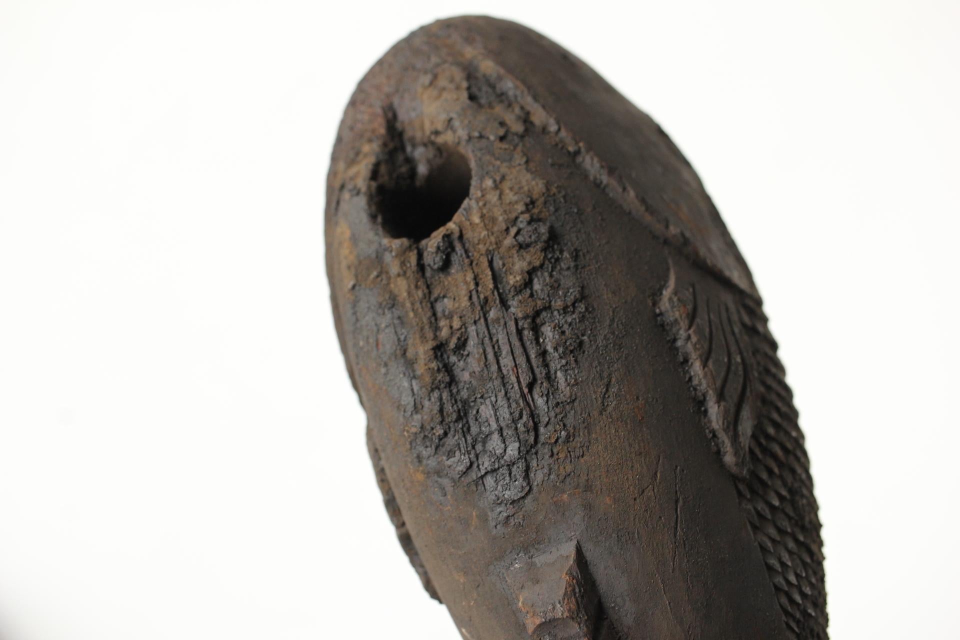 Japanese Primitives Antiques : Hearth Tools Fish-shaped wood Hook Farmer Life For Sale 7