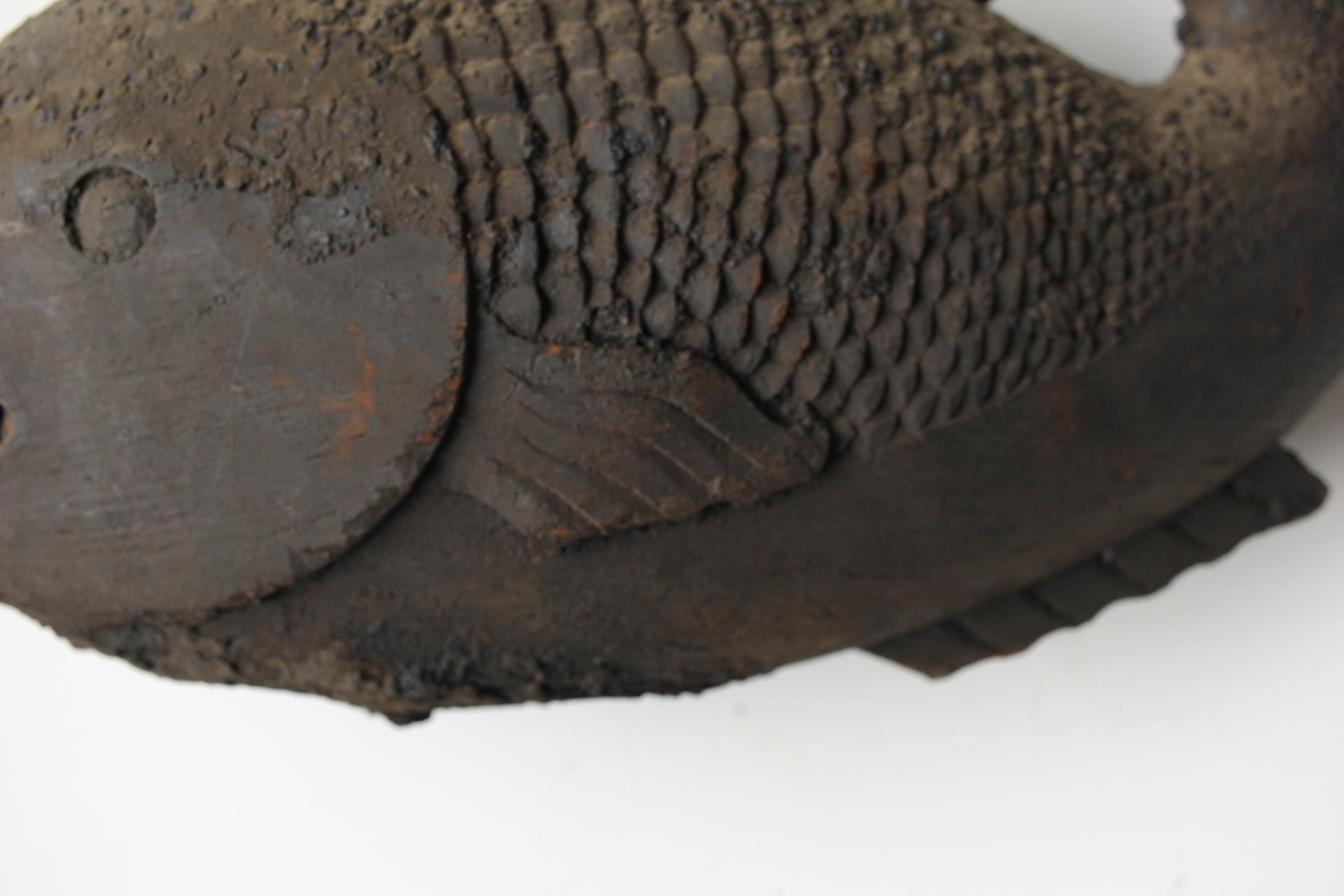 18th Century and Earlier Japanese Primitives Antiques : Hearth Tools Fish-shaped wood Hook Farmer Life For Sale