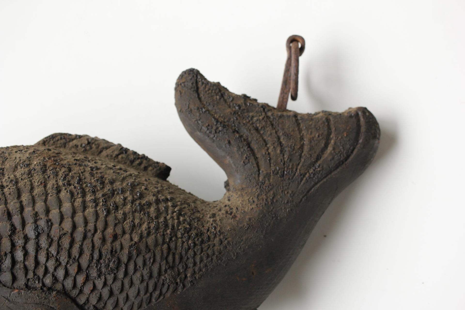 Wood Japanese Primitives Antiques : Hearth Tools Fish-shaped wood Hook Farmer Life For Sale
