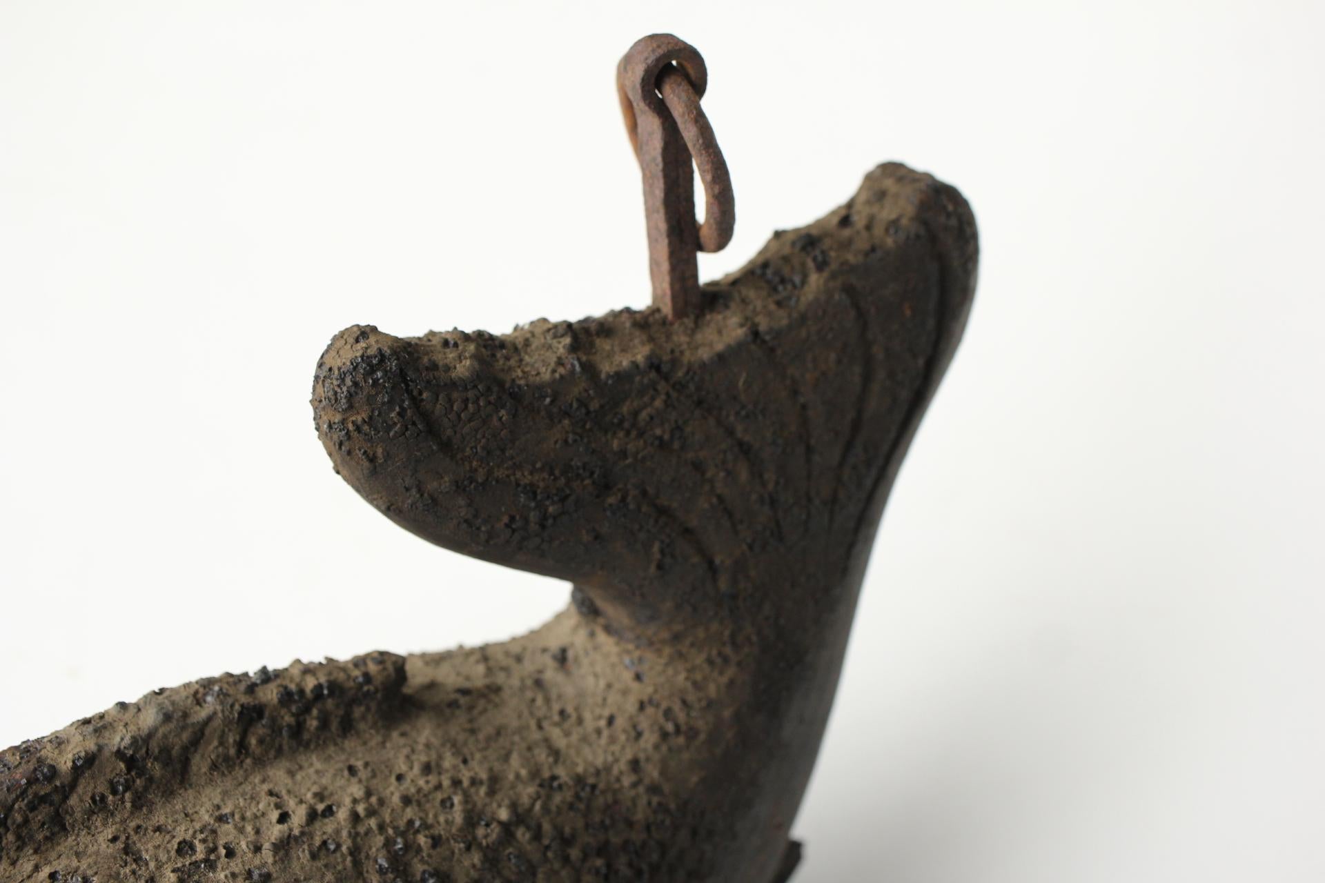 Japanese Primitives Antiques : Hearth Tools Fish-shaped wood Hook Farmer Life For Sale 2