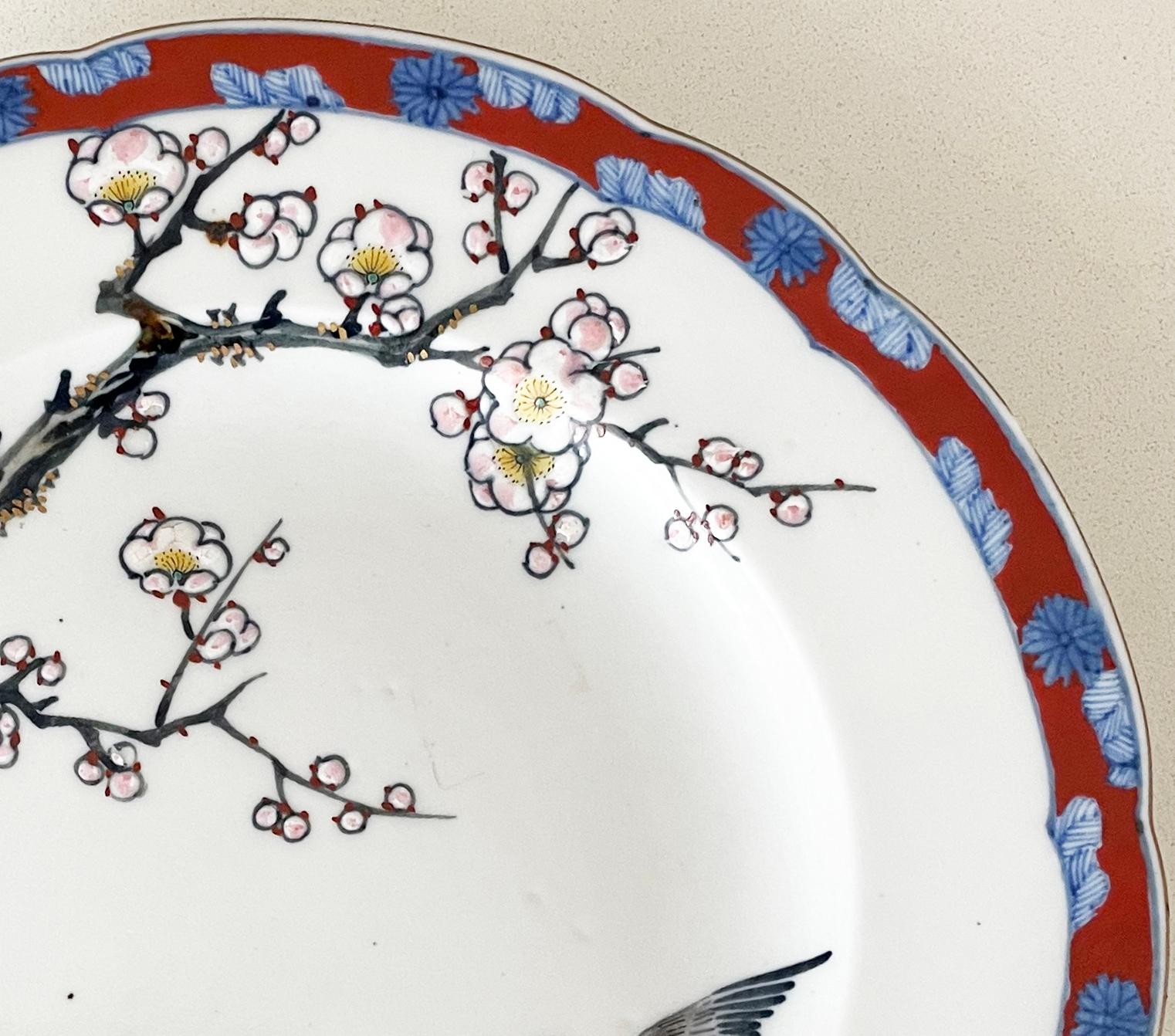 Meiji  Japanese Prunus And Swift Decorated Plate, Seiji Kaisha Company, Late 19th C For Sale