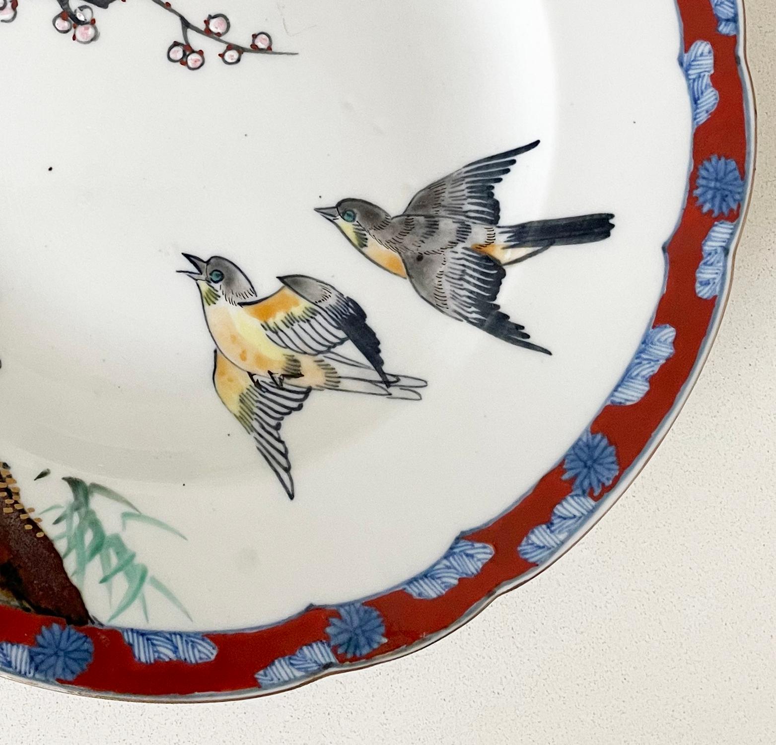  Japanese Prunus And Swift Decorated Plate, Seiji Kaisha Company, Late 19th C In Good Condition For Sale In Melbourne, Victoria