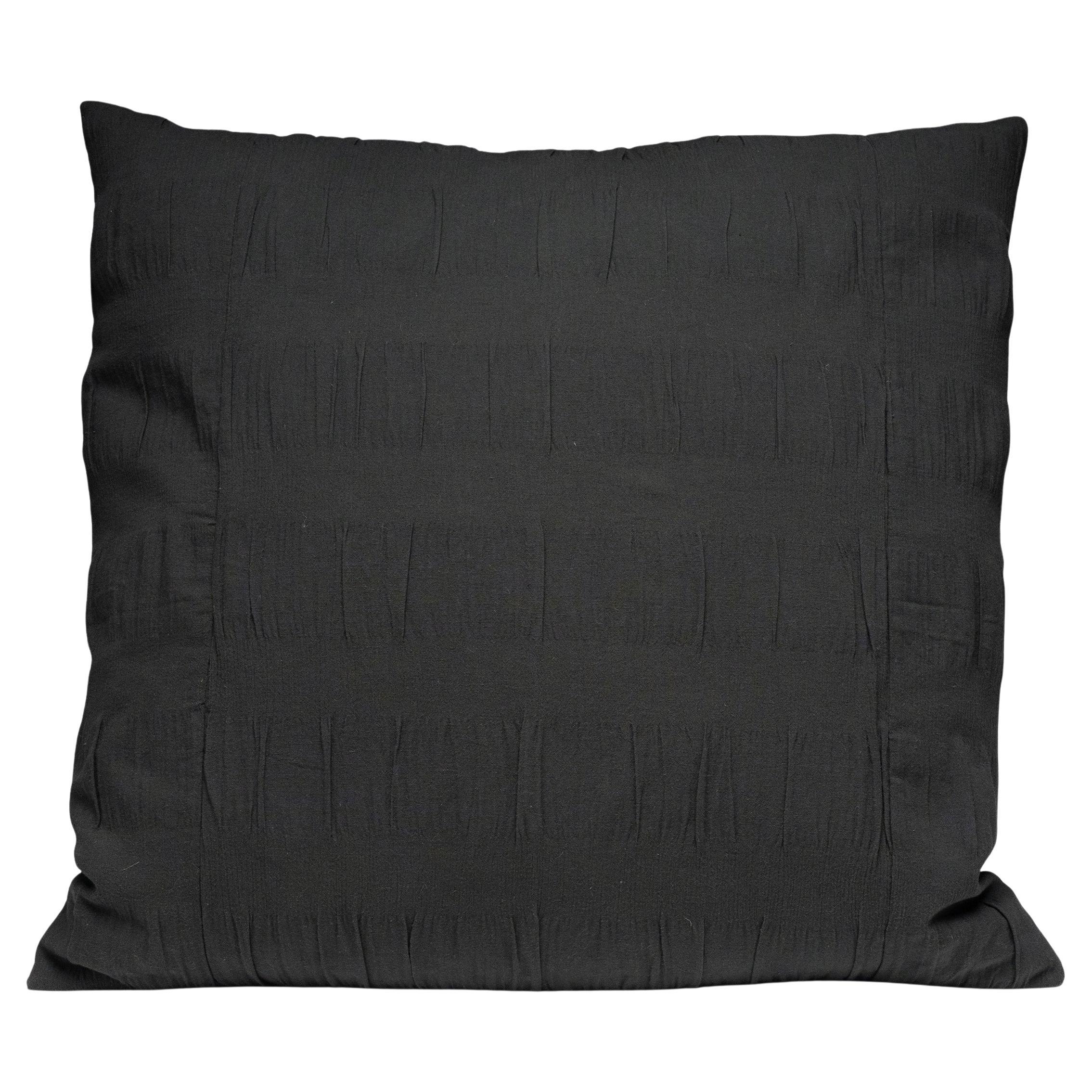 Japanese Puckered Black Silk Pillow For Sale