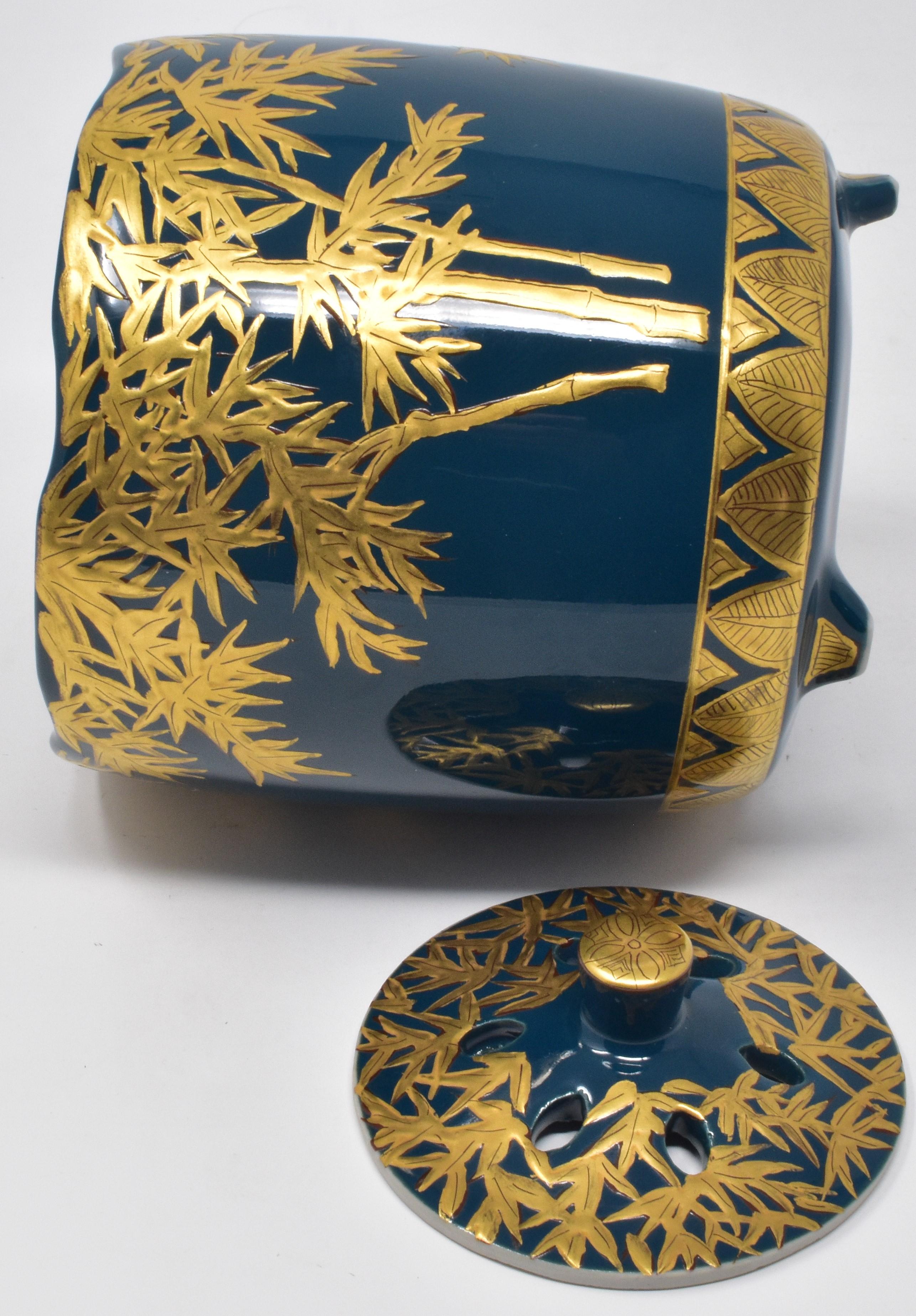 Gilt Japanese Blue Pure Gold Porcelain Incense Burner