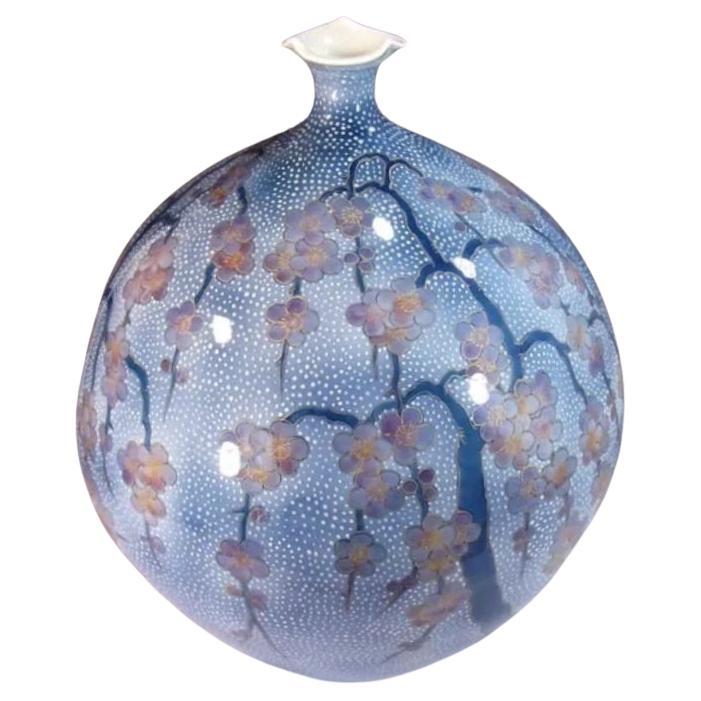 Japanische lila-blau-goldene Porzellanvase von Meisterkünstlermeister, 2 (Vergoldet) im Angebot