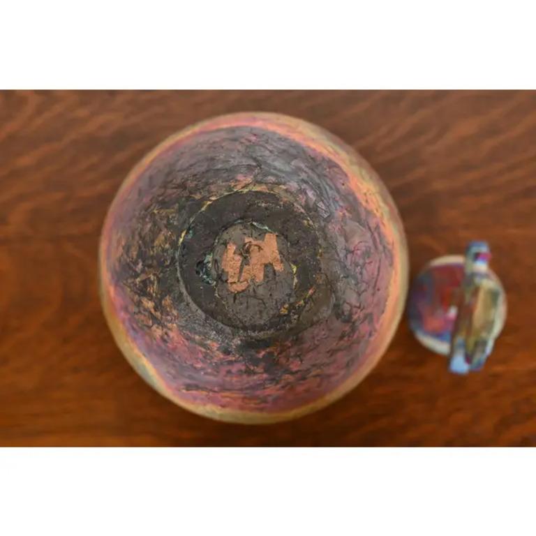 Japanese Raku Pottery Arts & Crafts Glazed Ceramic Art Pottery Lidded Vessel 5