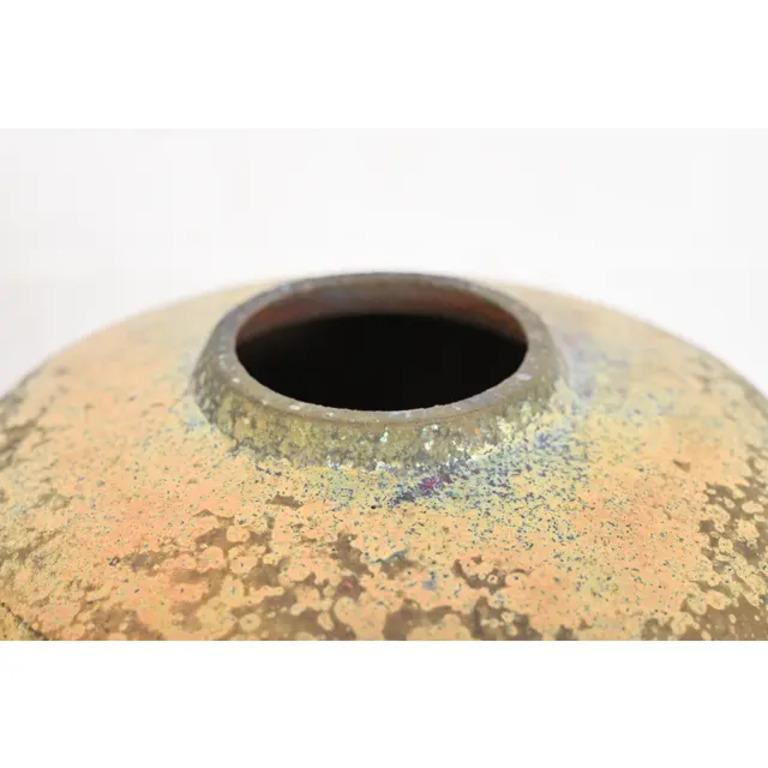 20th Century Japanese Raku Pottery Arts & Crafts Glazed Ceramic Art Pottery Lidded Vessel