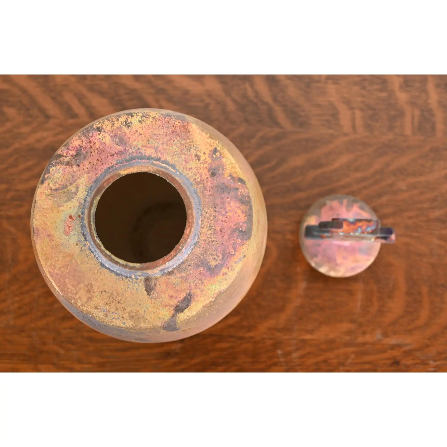 Poteries Poterie japonaise Raku Arts & Crafts poterie d'art céramique émaillée à couvercle en vente