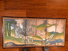 Japanese Antique Hand Painted Birds And Blue Waters Wedding screen