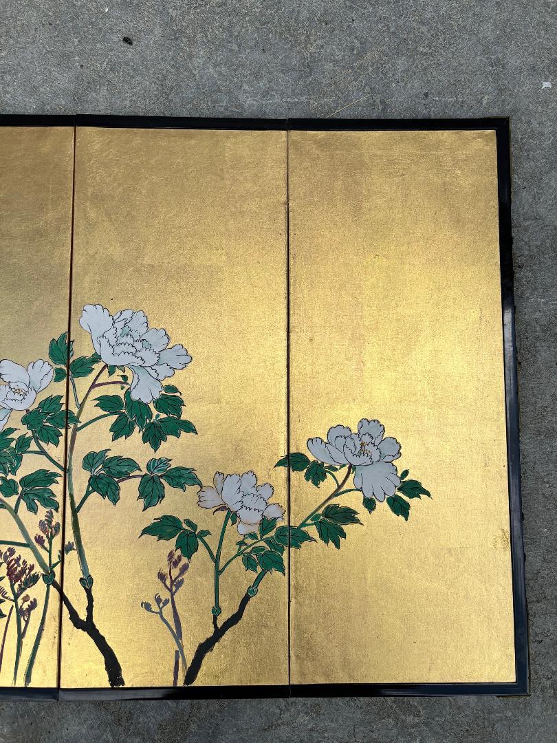 Japanese Rare Antique Pair Hand Painted Flower Wedding screens In Original Box 5