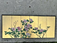 Japanese Rare Antique Pair Hand Painted Flower Wedding screens In Original Box
