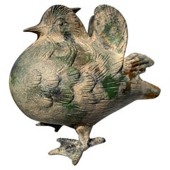 Japanese Rare Big Old Gilt Mandarin Duck Sculpture, Fine Details