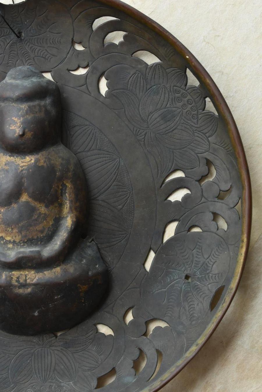 Japanese Rare Copper Wall Hanging Buddha Statue / 14th-16th Century / Temple For Sale 5