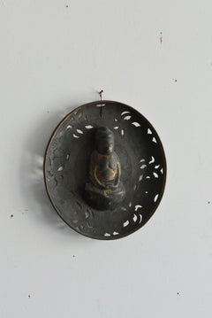 Japanese Rare Copper Wall Hanging Buddha Statue / 14th-16th Century / Temple