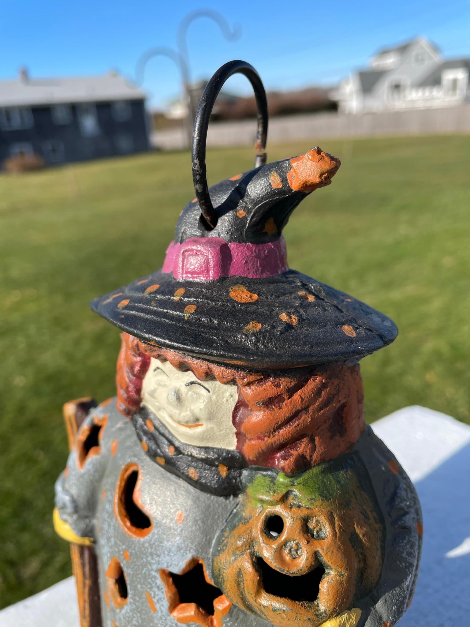 Iron Japanese Rare Cosmic Witch Hand Painted Lighting Lantern