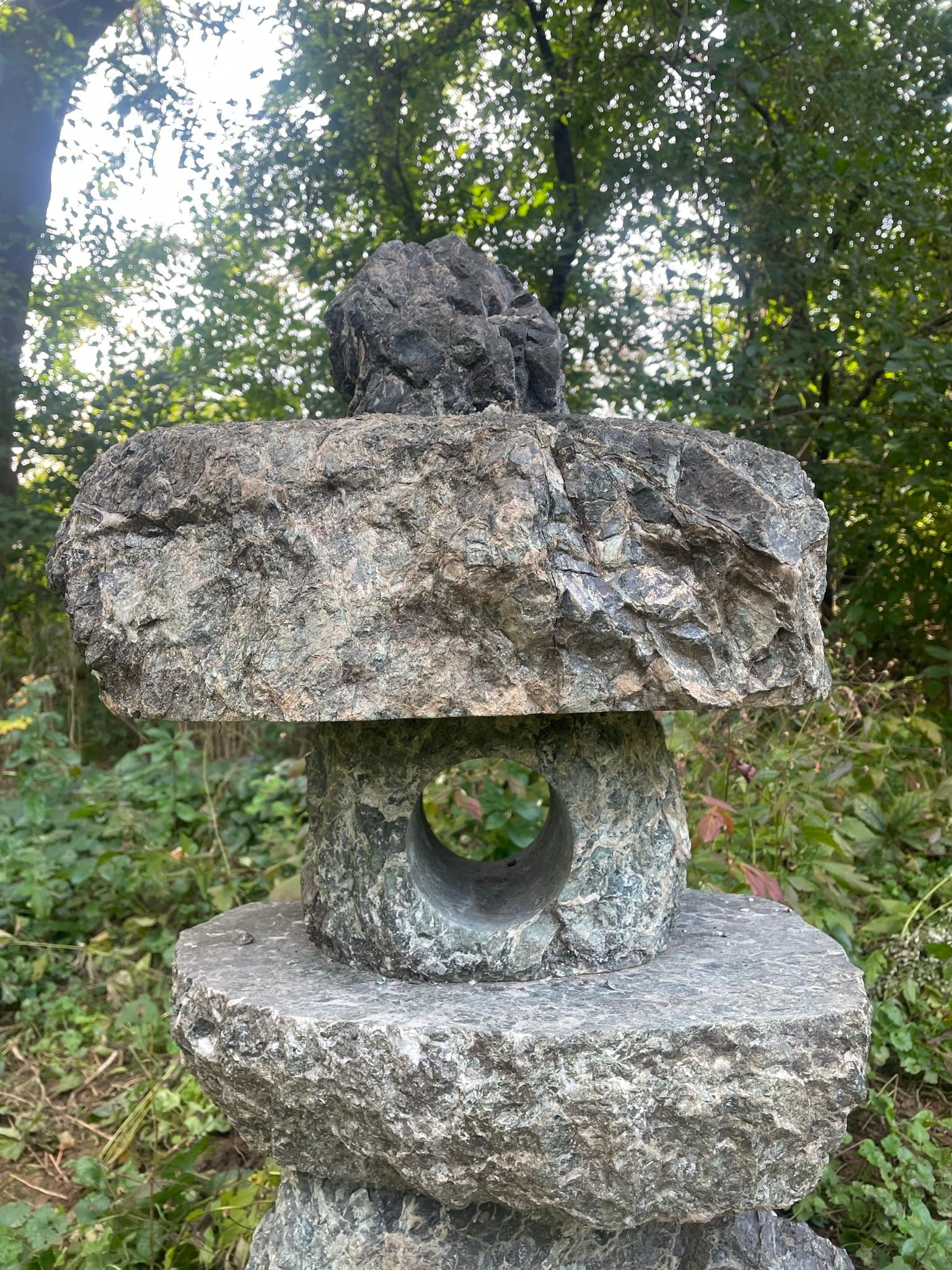 Showa Japanese Rare Green Stone Spirit Mountain Lantern