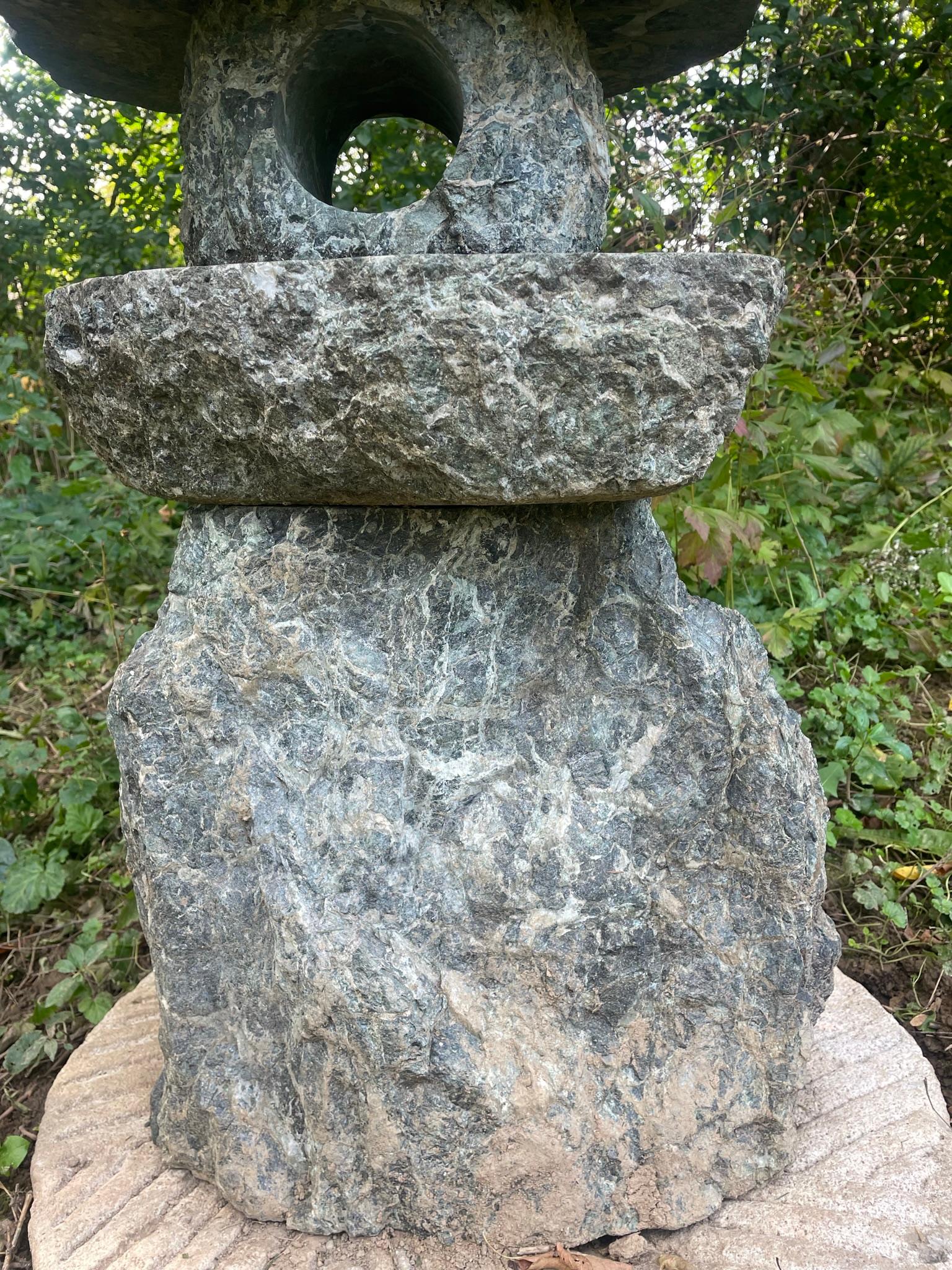 Japanese Rare Green Stone Spirit Mountain Lantern  In Good Condition In South Burlington, VT