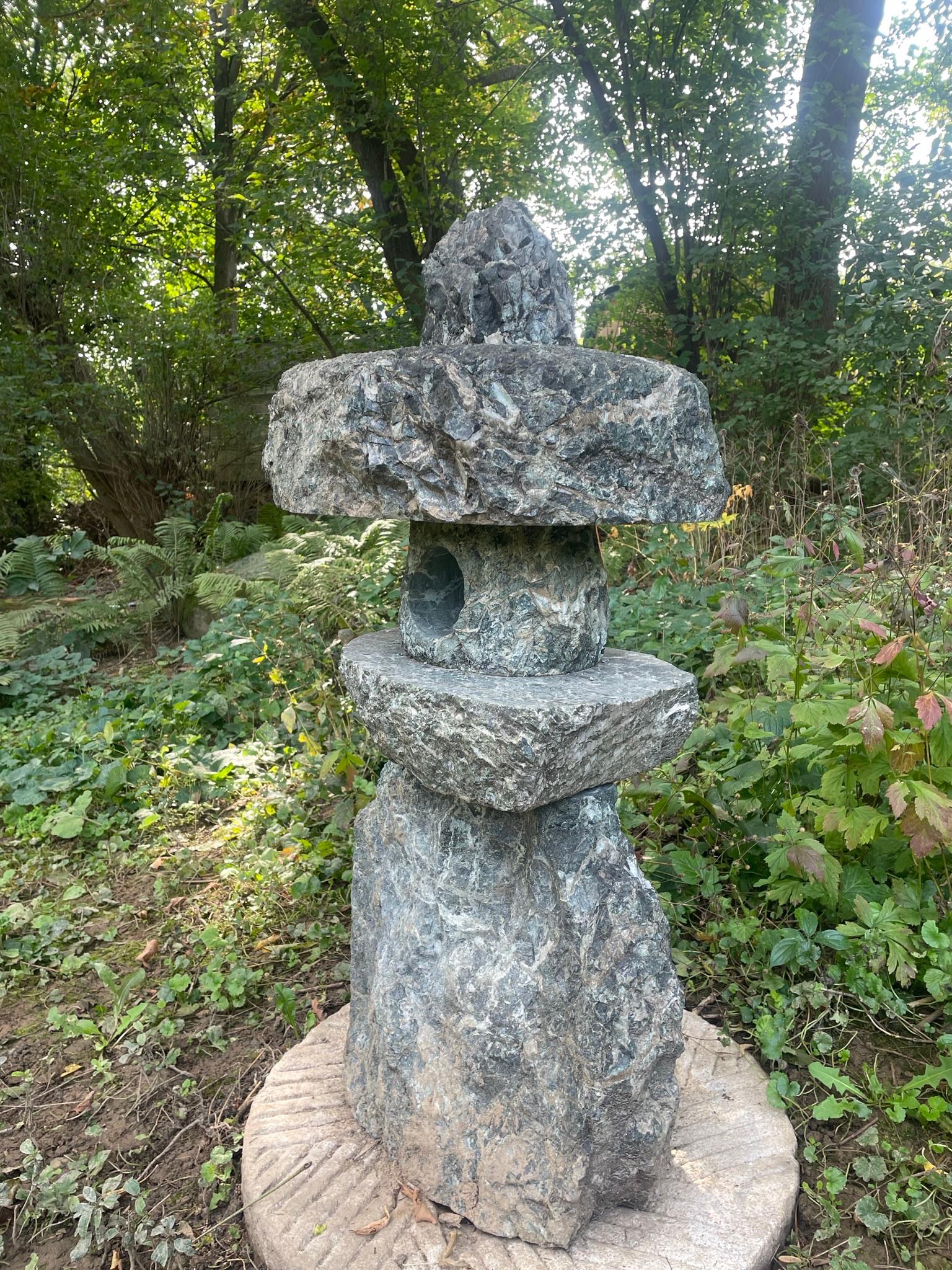 Japanese Rare Green Stone Spirit Mountain Lantern 1