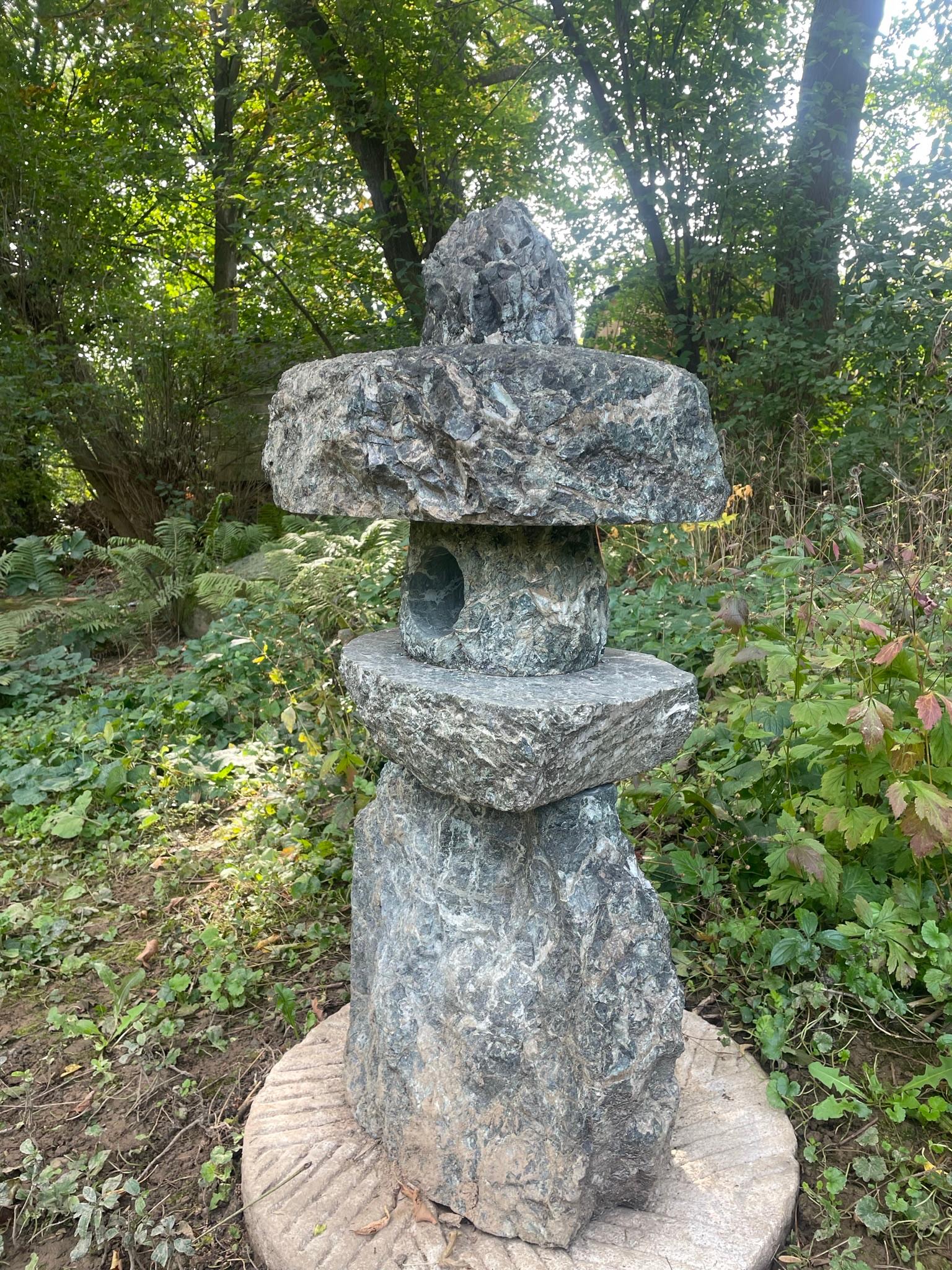 Japanese Rare Green Stone Spirit Mountain Lantern  1