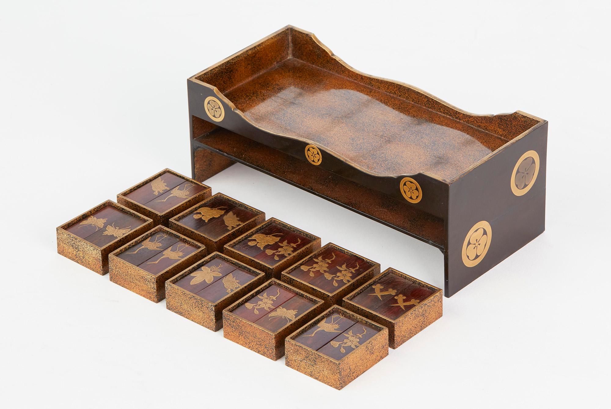Japanese Rare Lacquered Wood Sensory Game, 19th Century 6