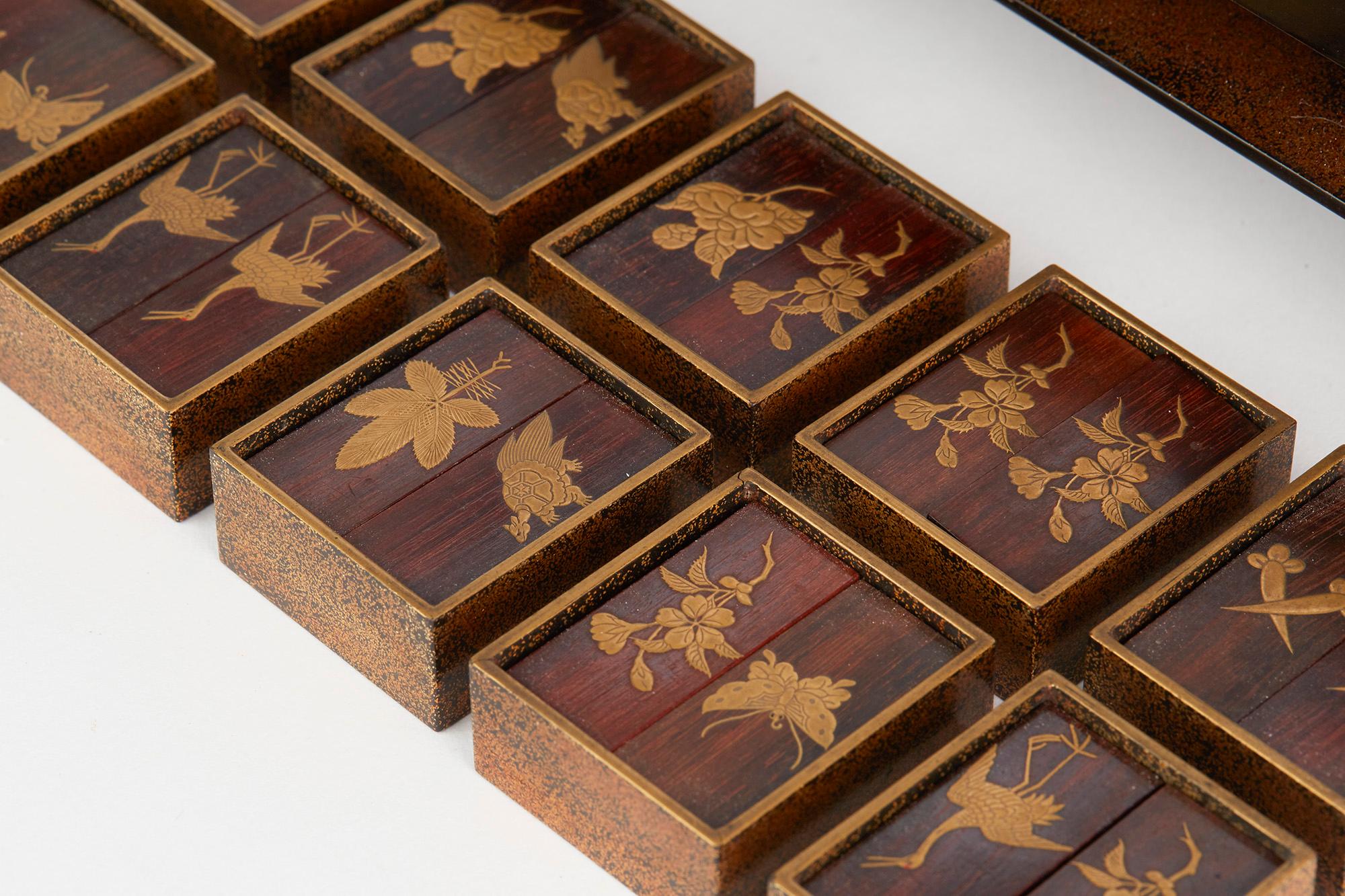 Japanese Rare Lacquered Wood Sensory Game, 19th Century 7