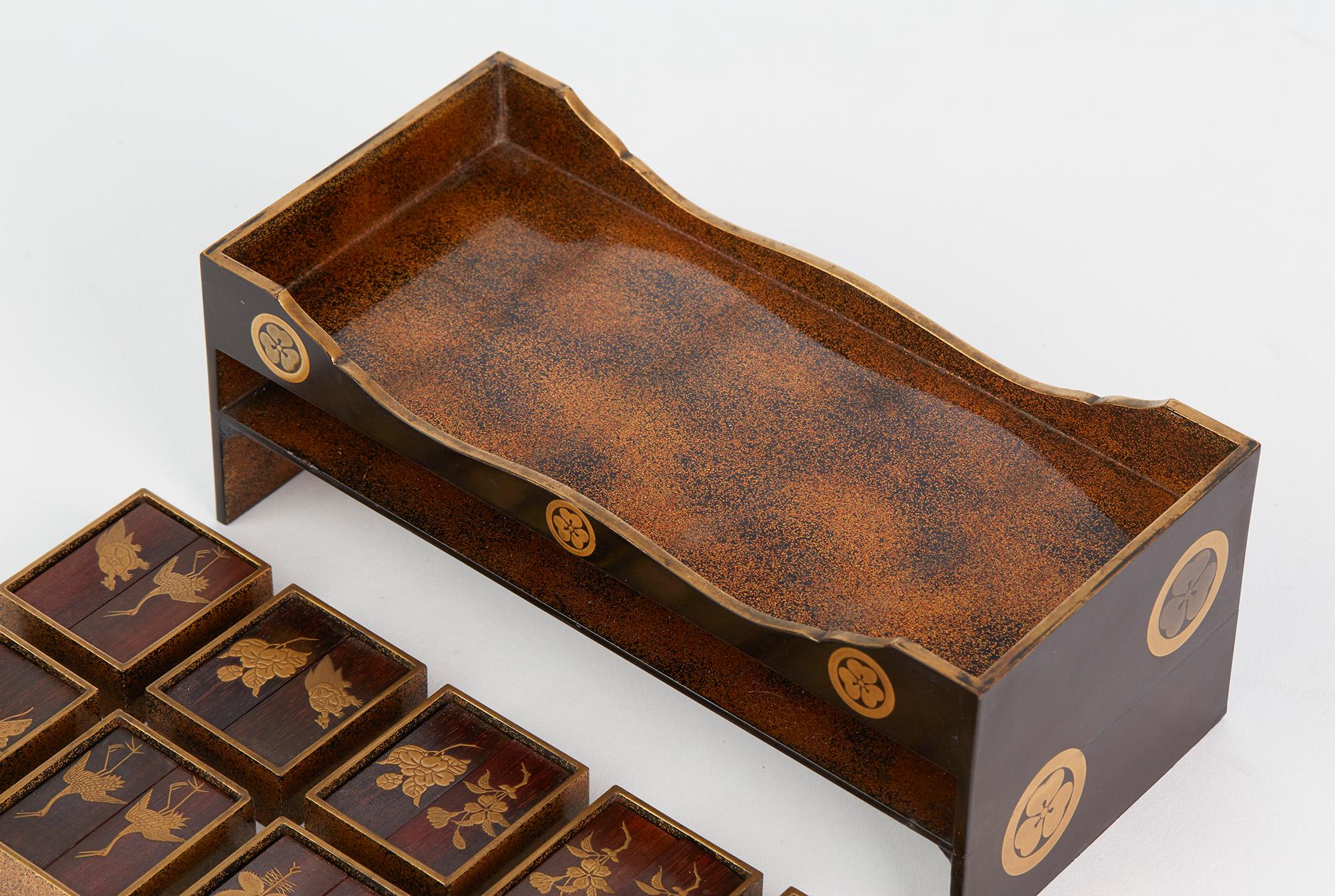 Japanese Rare Lacquered Wood Sensory Game, 19th Century 8