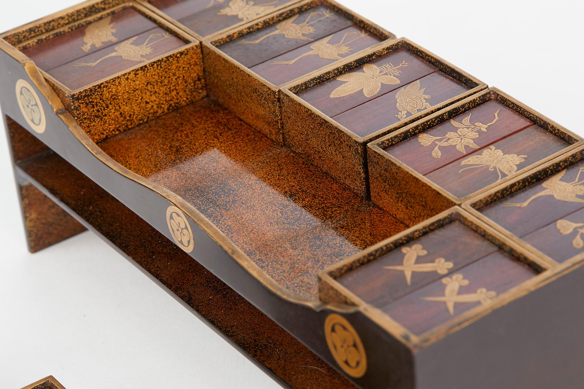 Japanese Rare Lacquered Wood Sensory Game, 19th Century 4