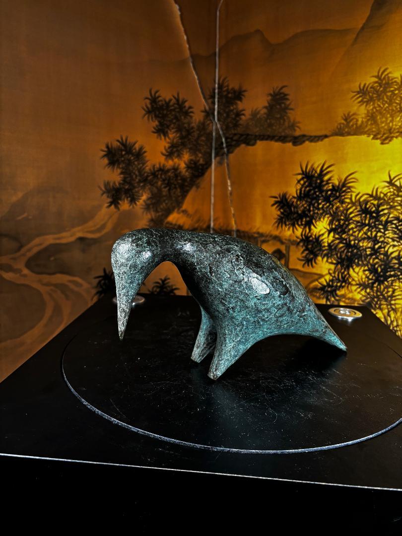Showa Japanese Rare Large Bird Sculpture, Signed by Modernist Master Artisan