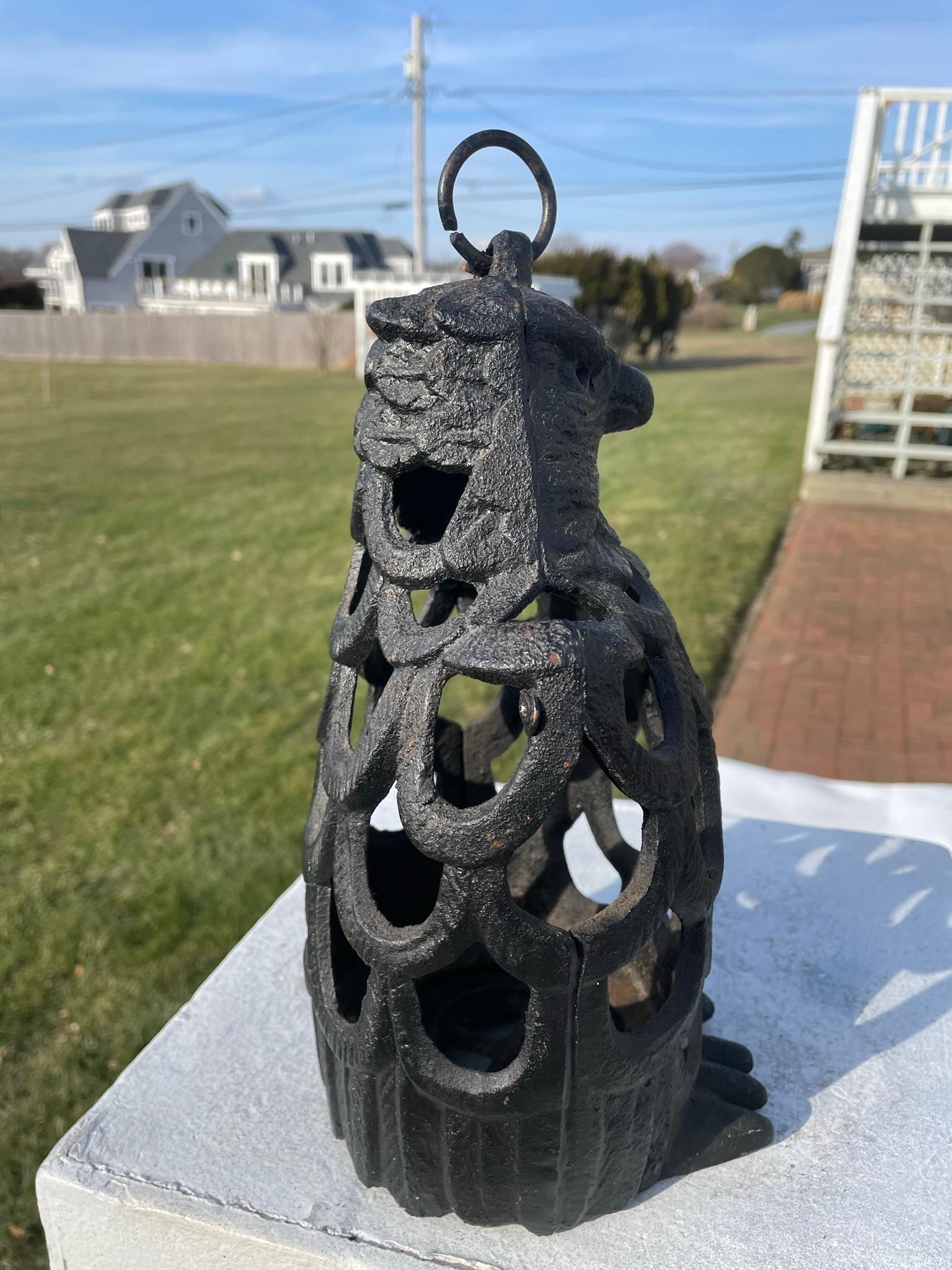 Iron Japanese Rare Old Eagle Lighting Lantern, Hard To Find