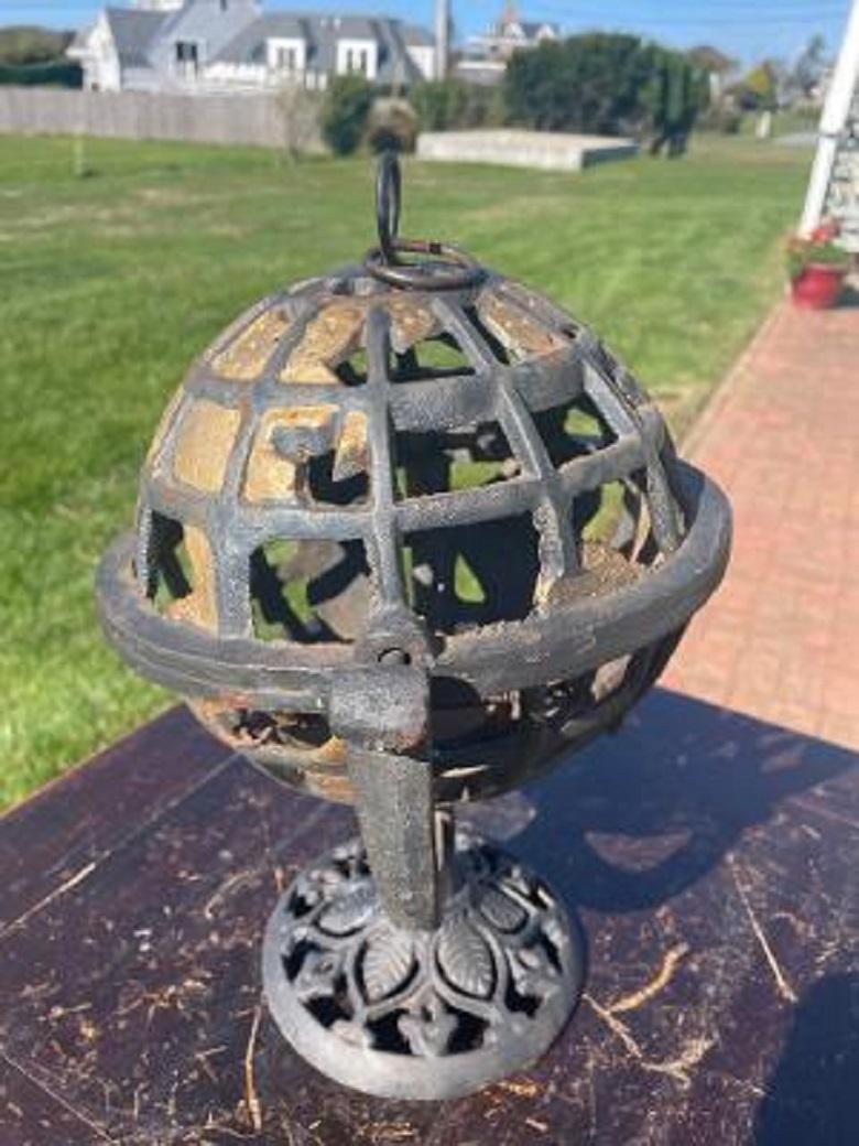 Showa Japanese Rare Old Five Continents Globe Lighting Lantern For Sale