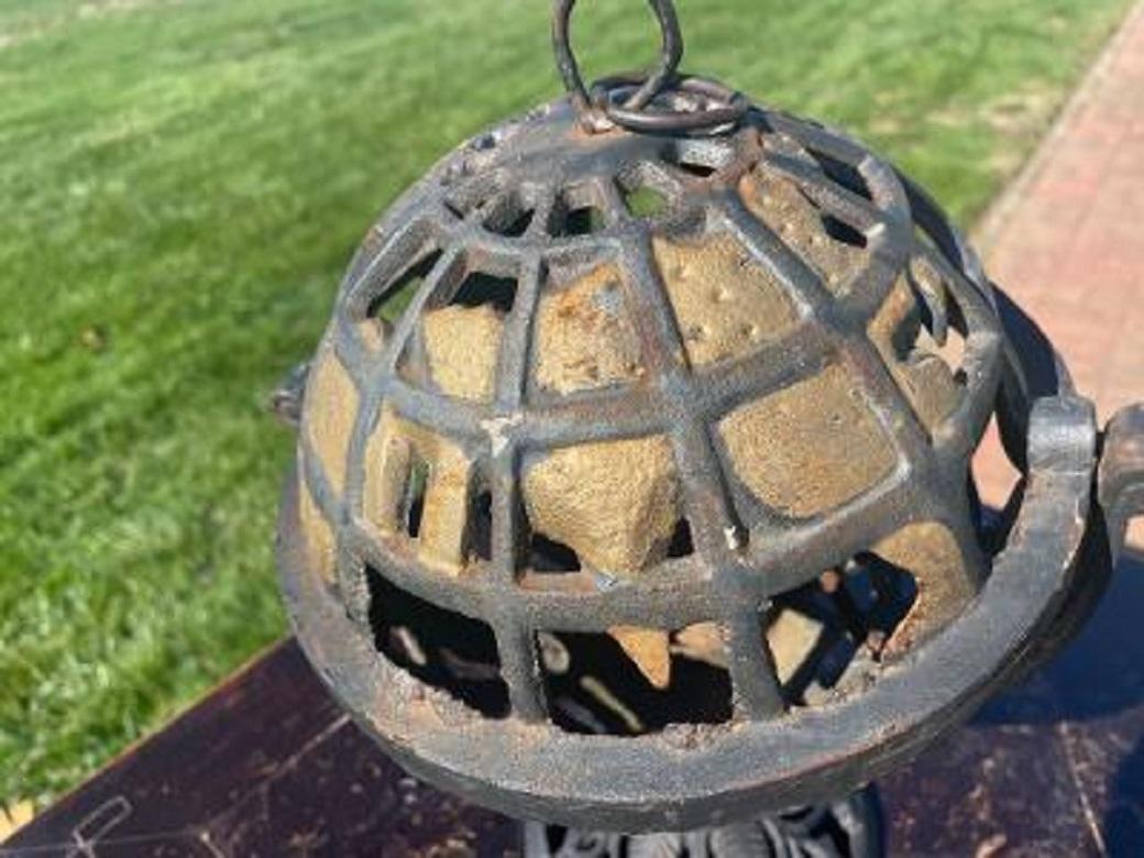 Iron Japanese Rare Old Five Continents Globe Lighting Lantern For Sale