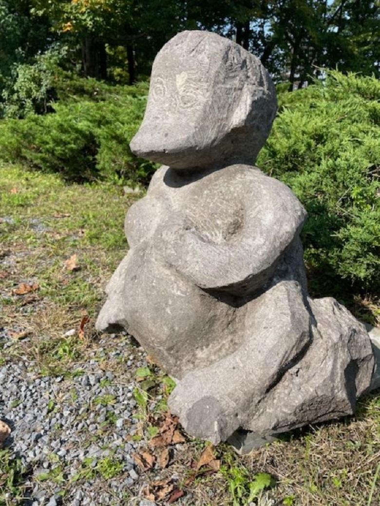 Japanese Rare Large Old Kappa Folk Art Garden Stone Water Deity  In Good Condition For Sale In South Burlington, VT