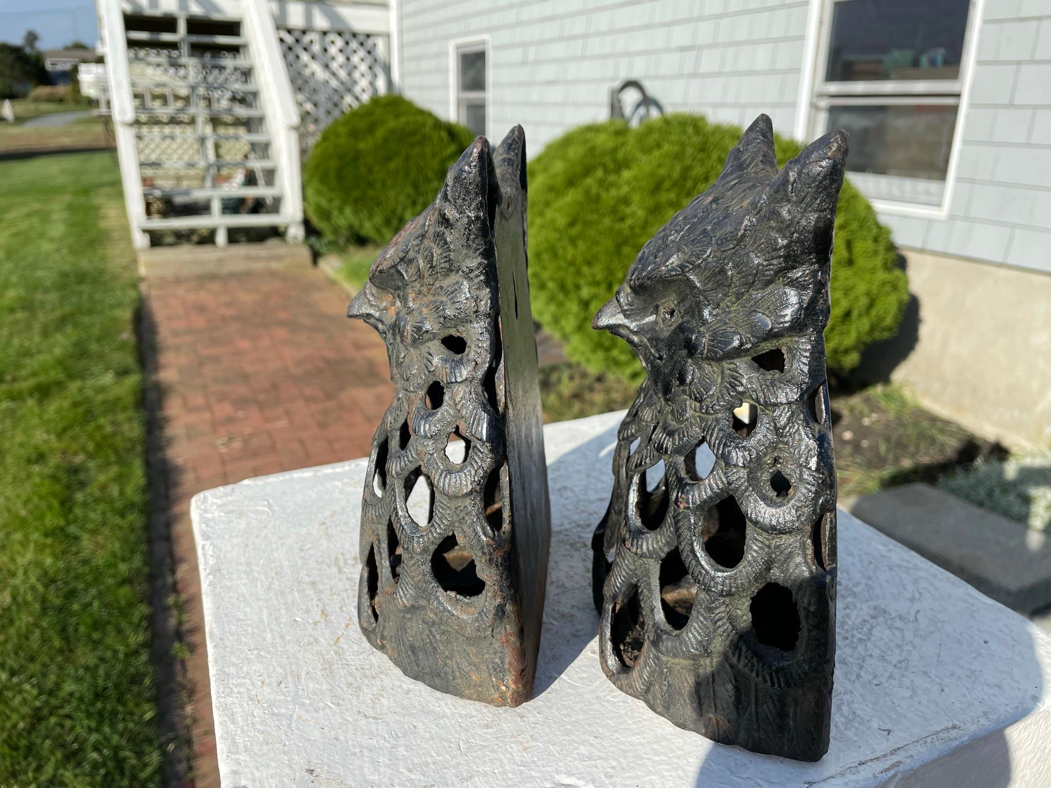 Iron Japanese Rare Old Pair Hand Cast 
